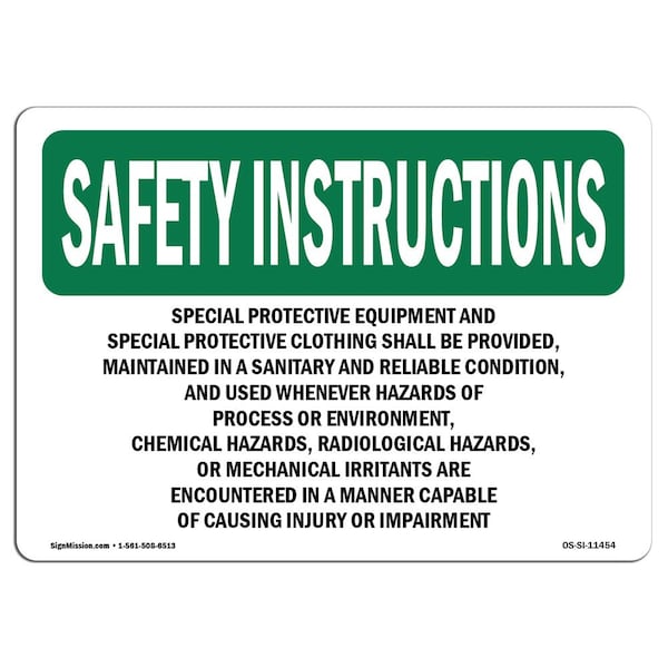 OSHA, Special Protective Equipment & Special, 24in X 18in Rigid Plastic, 24" W, 18" H, Landscape